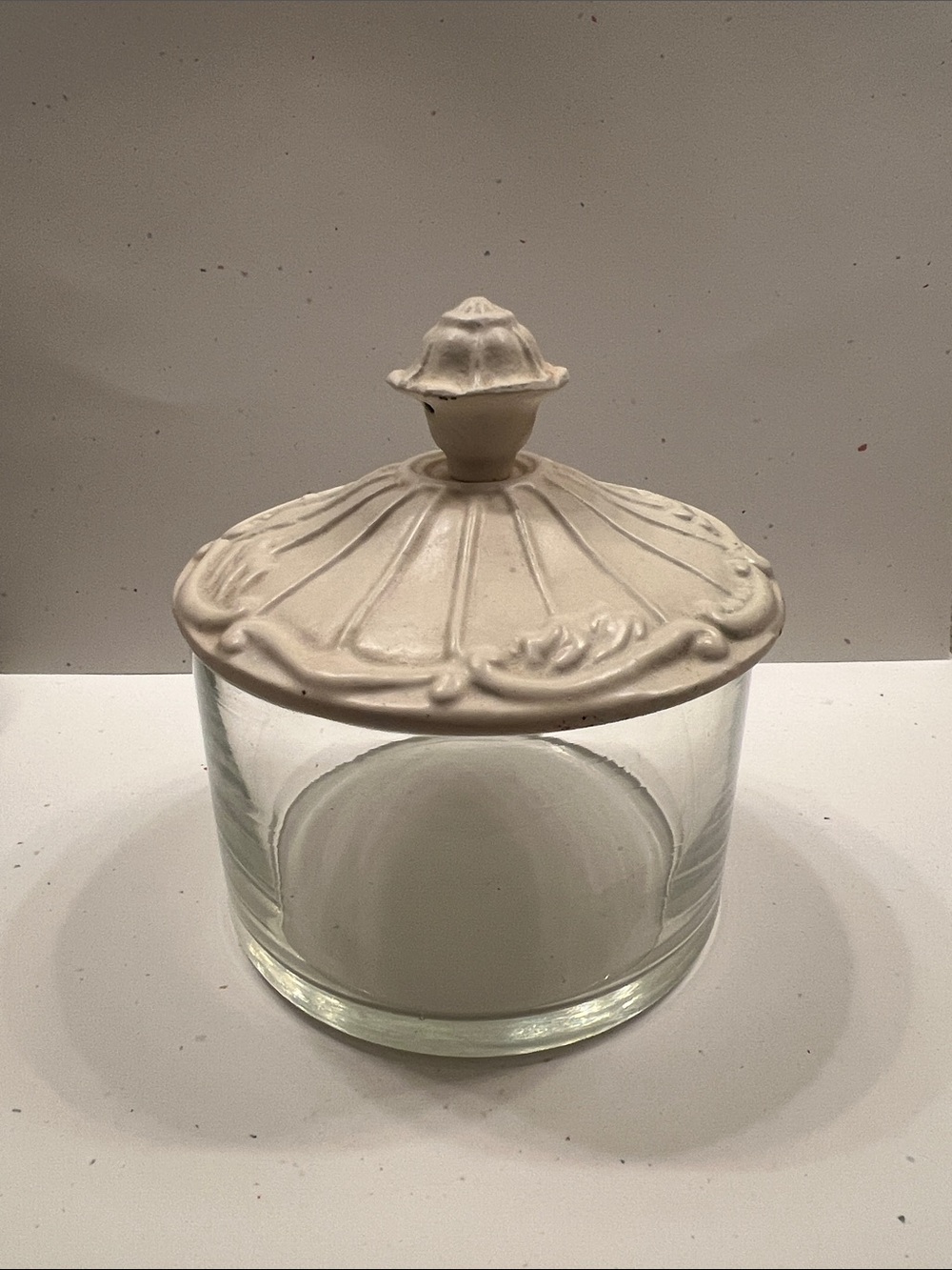 Glass Apothecary Jars with Decorative White Metal Scallop Lids (Set of 2) - Picture 5 of 12